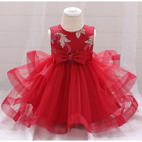 Flower girl babys birthday party Sequin puffy dress 0-2 years baby girls formal Eucharist dinner embroidered cake dress