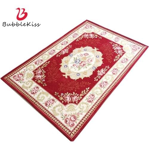 Bubble Kiss European Style Light Luxury Flower Pattern Carpet for Living Room Home Decor Bedroom Area Rug Thickened Floor Mats