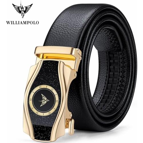 WILLIAMPOLO Mens Belt High Quality Genuine Leather Belt Luxury New Designer Belts Men Cowskin Fashion Strap Male Jeans For Man