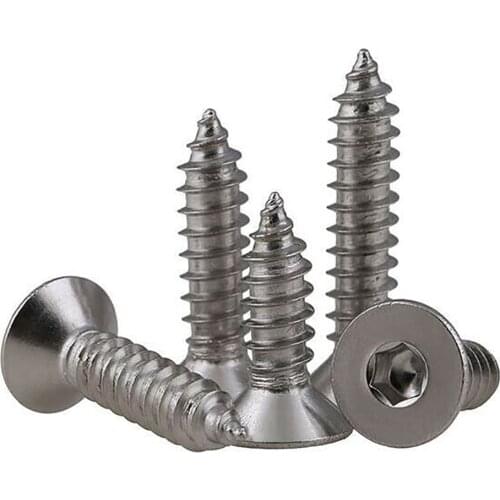 M3 M4 M5 M6 304 Stainless Steel Flat Countersunk Head Hexagon Socket Tapping Screws Hex Socket Self-tapping Wood Screw DIN7991