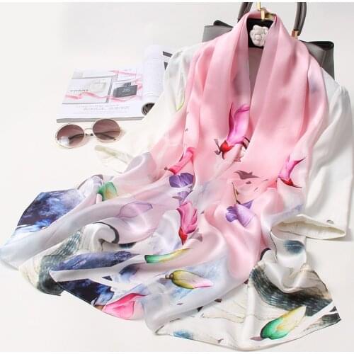 100% Pure Silk Scarf Women Luxury Echarpe Femme Foulard Natural Silk Long Scarf Bufandas Fahsion Sjaal Shawls Head Scarf