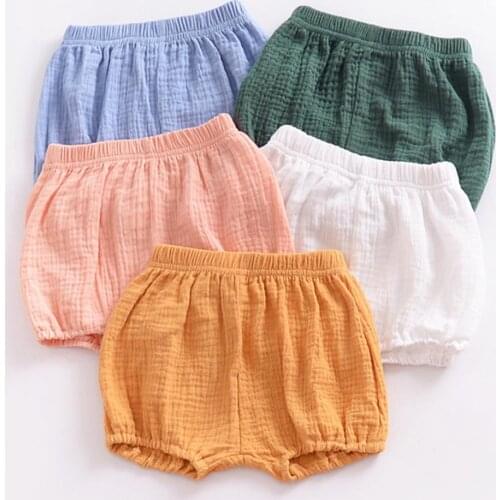 Simple Children Short Pants Elastic Waist Unisex Shorts Elastic Waist Loose Solid Color Loose Lantern Leg Bloomers Daily Wear