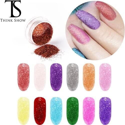 THINKSHOW Glitter Nail Art Polygon Manicure Shine Paillette Velvet Flocking Powder Shiny Luxury Sparkles Nail Art Sequins