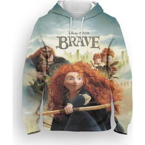 Cartoon Anime Hoodie For Boy Girl Kids Disney 3D Print Brave Women Sweatshirt Fashion Spring Harajuku Mens Clothes Tops