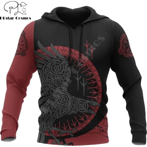 Viking Raven - Tattoo 3D All Over Printed Men hoodies Harajuku Fashion hooded Sweatshirt Unisex Casual jacket Zip Hoodie WJ001