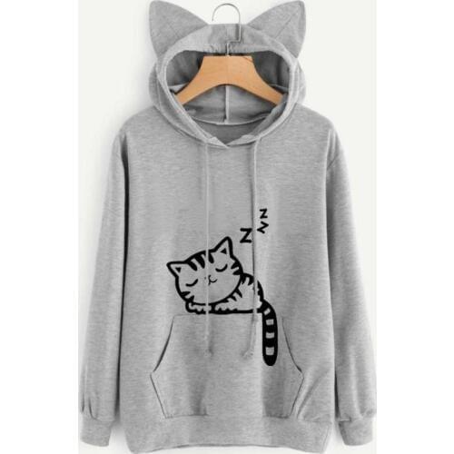 Instagram Cat Hoodie Park Womens Clothing Sweatshirt Print Street Gray Itself Fashion Spring Autumn Casual Harajuku Long Sleeve