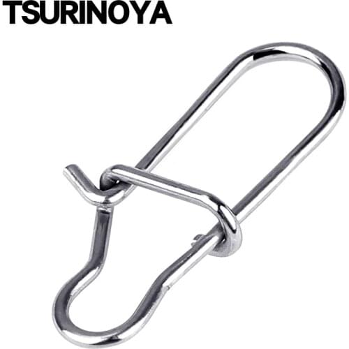 TSURINOYA Fishing Snaps Stainless Steel Hard Lure Connector 100PCS Solid Safety Pin Barrek Hook Lock Clip Accessories