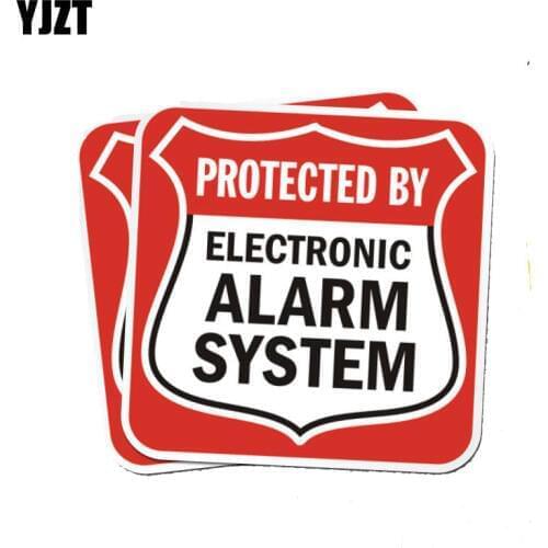YJZT 2X 12CM*12CM Funny Electronic Alarm System Decal Warning Reflective PVC Car Sticker 12-1173