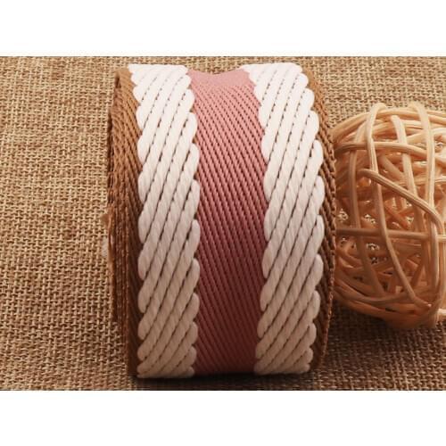 1.5“ Jacquard Wbbing Bag Purse Straps Pink White Striped Khaki Twill Totes Belts Tape Bag Handle Camera Strap Webbing