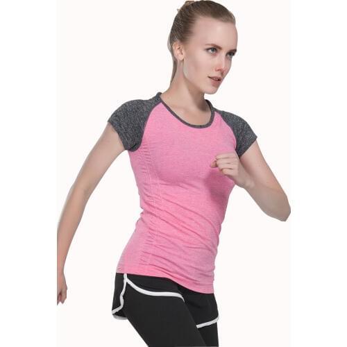 Patchwork Stretch Slimming Workout Running T-shirts For Sport Fitness Yoga Tops Women Gym Top Yoga Shirts Female Sport Jerseys