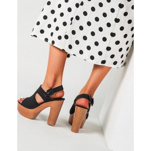 Womens high heels open toe sandals waterproof platform square heel sexy party shoes