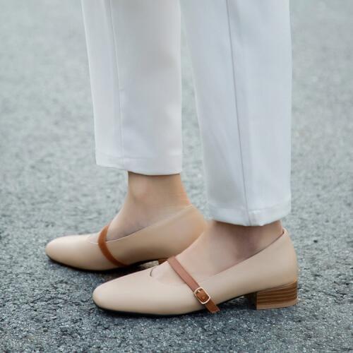 Big Size 11 12 13 ladies high heels women shoes woman pumps Square head, shallow mouth, square heel, one word button thick heel