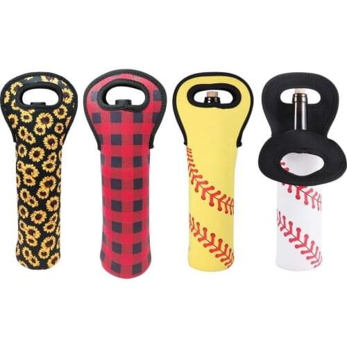 1PC Wine Carrier Tote Bag Durable Softball Sunflower Neoprene Wine Carrier Bag Champagne Stylish Bottle Holder