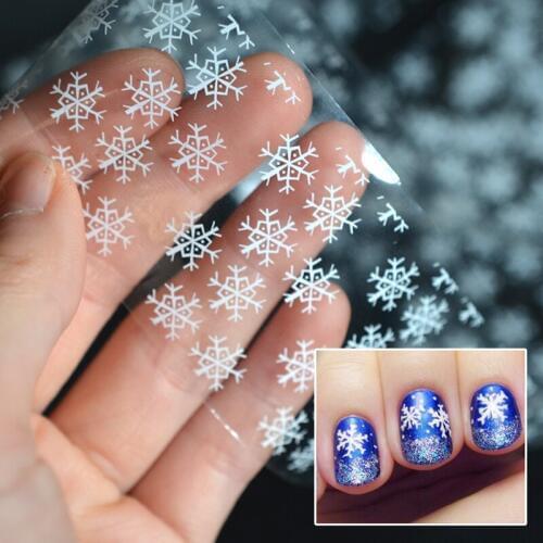 1pcs white snowflake Bottled nail art sticker Christmas Snow pattern Transfer DIY Starry Decal Temporary Tattoo 4cm*100cm