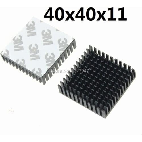 100 Pieces lot 40x40x11mm Thermal Adhesive Pad Black Extrude Aluminium Heat Sink Radiator