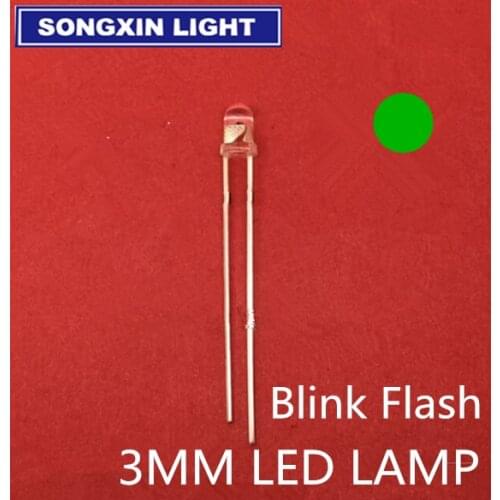 1000pcs 3mm GREEN Light-Emitting-Diode Automatic Flashing LED Flash Control Blinking 3mm Blink LED Diodo 1.5HZ danshan G