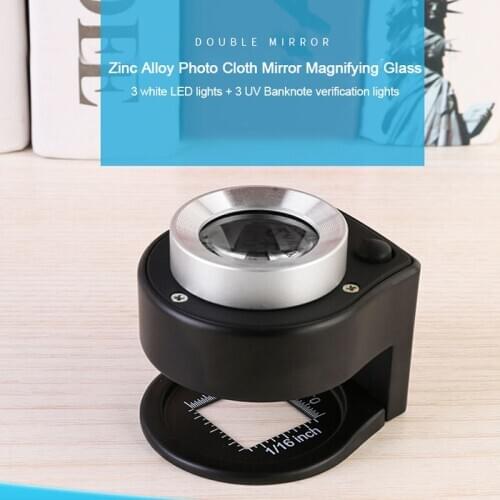 10X Optical Glass Lens Magnifier Full Metal Folding Linen Tester Loupe Magnifying Glass With 6LED Lamp Thread Counter Magnifier