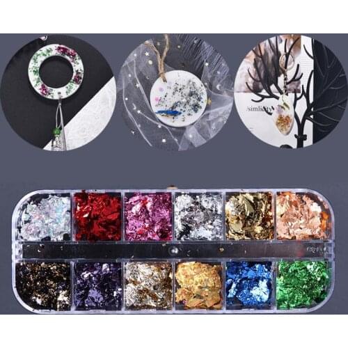 12 Color Gold Foils Glitter Flakes Confetti Filling DIY Epoxy Resin Mold Filler Nail Art Decoration Foil Paper Jewelry Making