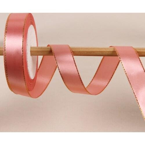 2CM Double Gold Side 25Yards/22Meters/Roll Ribbon Chrismas Wedding Cake Gift Candy Box Wrap Satin Fabric Webbing Home Decoration