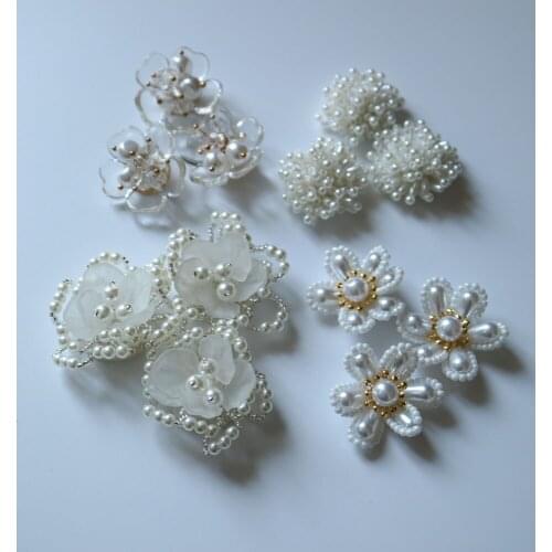 3pc/lot handmade Pearl beaded Patches for clothes DIY Sew on Flower badge Applique parches bordados para