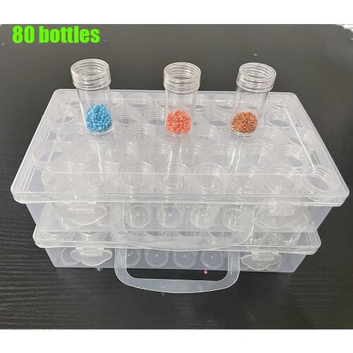 40/80/120 Diamond Painting Accessory Box Container Embroidery Mosaic Tools Bead Cross Stitch Plastic Drill Storage Bottles