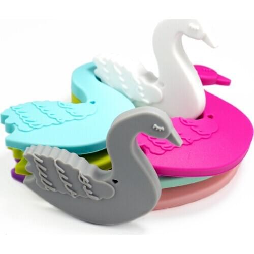 Sutoyuen 5PCS Silicone Swan Baby Teether Animal Pendants Charms Nursing Accessories Baby Pacifier Chain Toys Silicone Teether