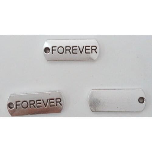 50pcs/lot 8*21mm Tibetan Style Rectangle Tag Carved FOREVER ,Alloy Rectangle FOREVER Pendants Charms For DIY Jewelry Making