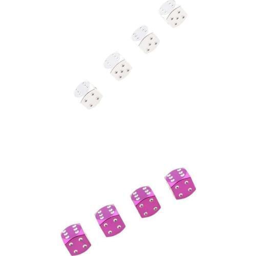 8PCS Motorcycle Car Wheel Stem Air Valve Caps Covers Dice Valve Stem Caps Bike Tire Wheel Cover Silver+Purple Aluminum alloy