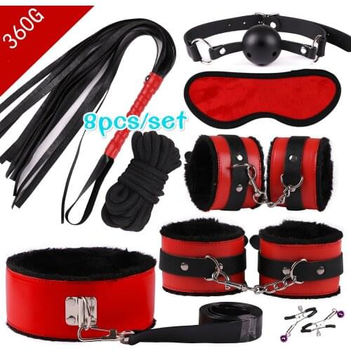 Bdsm stuff 8 pcs under the bed restraint kit cosplay flirting handcuffs adult games bdsm collar bdsm bondage bdsm sex