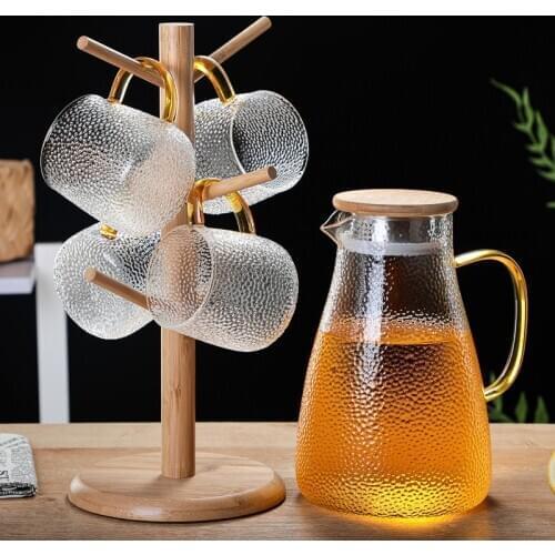 High boron silicon glass cold kettle home glass flower teapot set water pitcher glass heat resistant glass pot spout lid