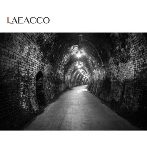 Laeacco Vintage Dark Stone Brick Wall Cave Corridor 3D Pattern Interior Photographic Background Photo Backdrop For Photo Studio