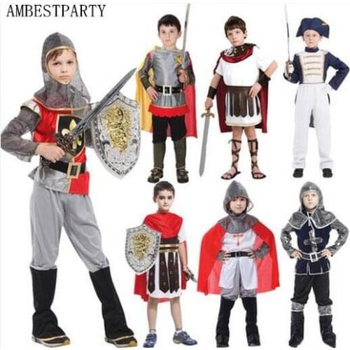 Hot 2020 Ancient Rome Warrior Cosplay Costume Kids Children Clothes Halloween Carnival Party Costumes Fancy Dress AMBESTPARTY