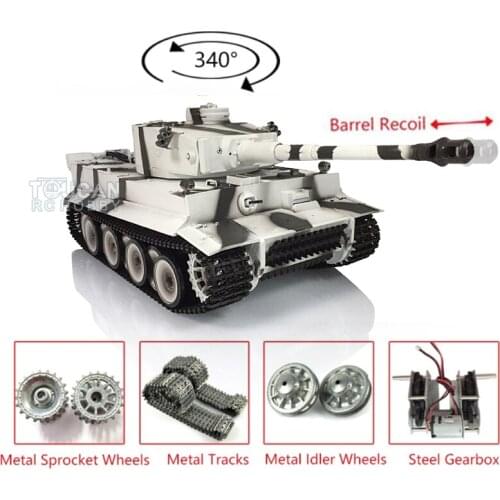 Heng Long RC Tank 3818 1/16 7.0 Upgraded Metal German Tiger I RTR Barrel Recoil TH19118-SMT4