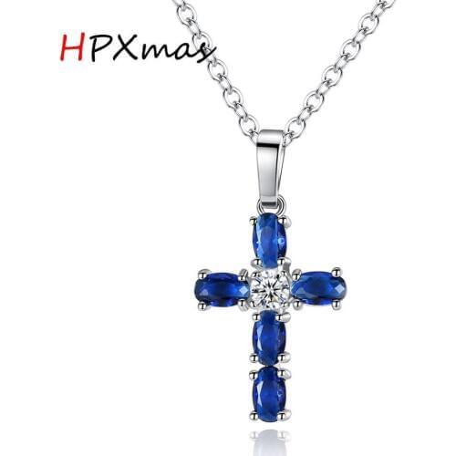 HPXmas Bible Jesus Church Alloy Crystal Cross Pendant Latin Cross Charm Necklace for Women Mens Jewelry B62