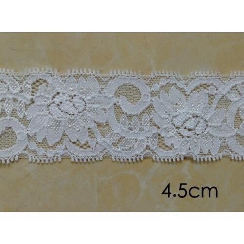 4.5cm exquisite White elastic jacquard flower lace, soft and elegant lace trimming,XERY13735