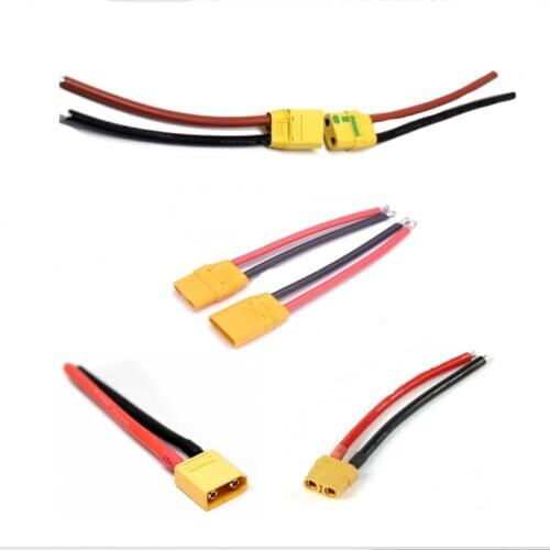 Amass XT90 XT90-S Pigtail Male Female Connector Cable with10AWG 10CM tinned Silicone Wire for RC Hobby Battery Charger FPV Car