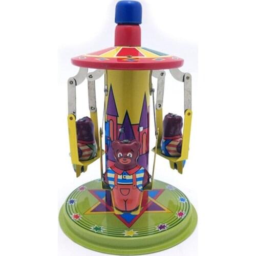 Classic Clockwork Wind Up Tin Toy Antique Style Rotary bear Wind Up Toys iron Metal Models For Adult Kids Collectible Gift