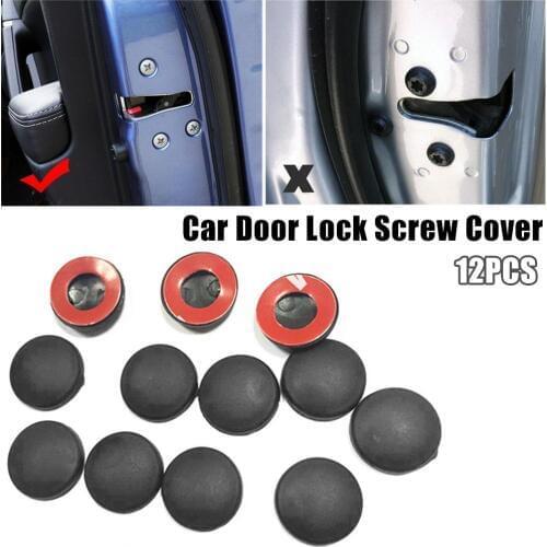 Car Door Lock Screw Caps 12Pcs Universal Car Door Lock Screw Anti-Rust Plastic Protection Cover Caps Black