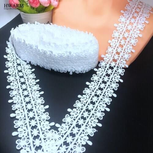 10yard High Quality white bar code double side water soluble lace fabric ribbon sewing trim 5.6cm embroidery hollow out lace