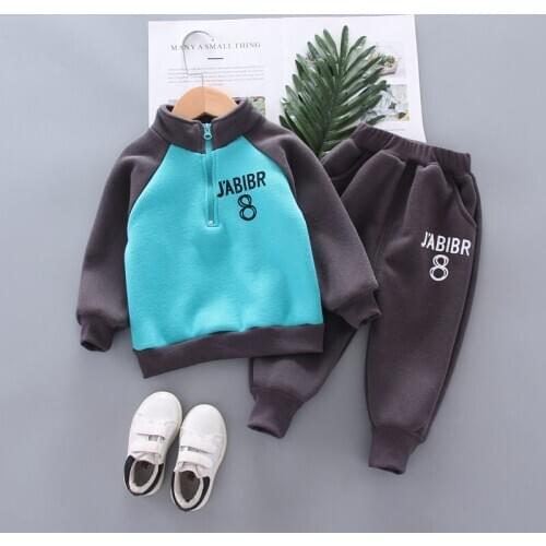 Children Spring Autumn Clothes Cotton Baby Boys Jacket Pants 2Pcs/sets Infant Kids add velvet Toddler Casual Clothing Tracksuits