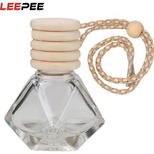 LEEPEE Hanging Glass Bottle For Essential Oils Air Freshener Container Crystal Glass Perfume Pendant Car Perfume Empty Bottle