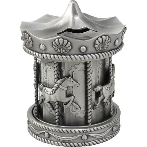 Metal Carousel Piggy Bank Money Bank Save Money Zinc Alloy Crafts Home Decorations Kids New Year Gifts