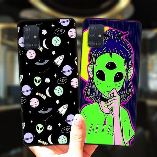 Cute Cartoon Alien Space Case For Samsung A52 A72 A51 A71 A50 A70 A02 A12 A42 A32 A31 A21S A41 A40 A30 A20 A11 Silicone Cover