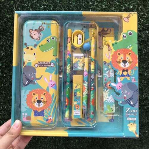 Cartoon Stationery Gift Set Pencil Case Pencil Sharpener Eraser Ruler School Supplies Student Stationery Gift Set