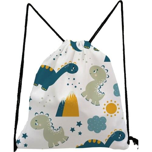 Cute Dinosaur Printed Softback Bag Cartoon Casual Toy Bag Unisex Backpack Travel Storage Bag Portable Drawstring Bags For Shoes