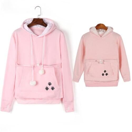 Family Matching Outfits Dog Cat Hoodies Mother Daughter Pullover Cartoon Hooded Sweatshirts Jumper Long Sleeve Hoodies Pocket