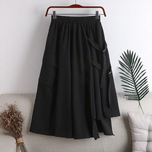 Autumn skirt Mid length skirt asymm etrical suit fabric with pocketsFormal High-Waist Women Skirt 2020 Mid-Calf Length Straight