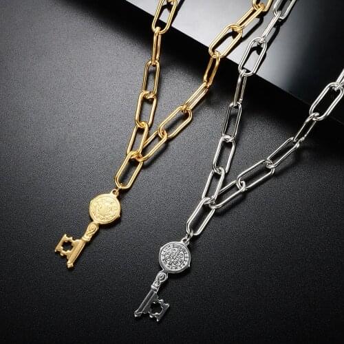 ZMFashion Men Women Key Pendant Necklace High Quality Stainless Steel Punk Necklaces Choker Gothic Jewelry Aesthetic Accessories