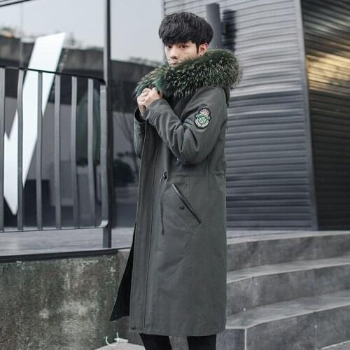 Real Fur Coat Rabbit Fur Liner Parka 2020 Winter Jacket Men Real Raccoon Fur Collar Luxury Warm Jackets Casaco 8816 YY1086