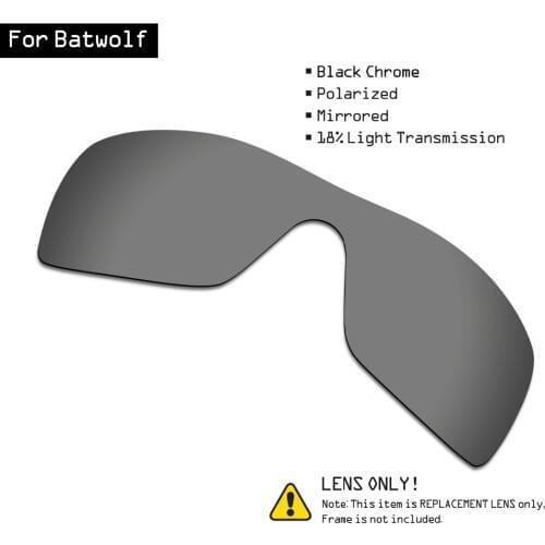 SmartVLT Polarized Sunglasses Replacement Lenses for Oakley Batwolf - Black Chrome